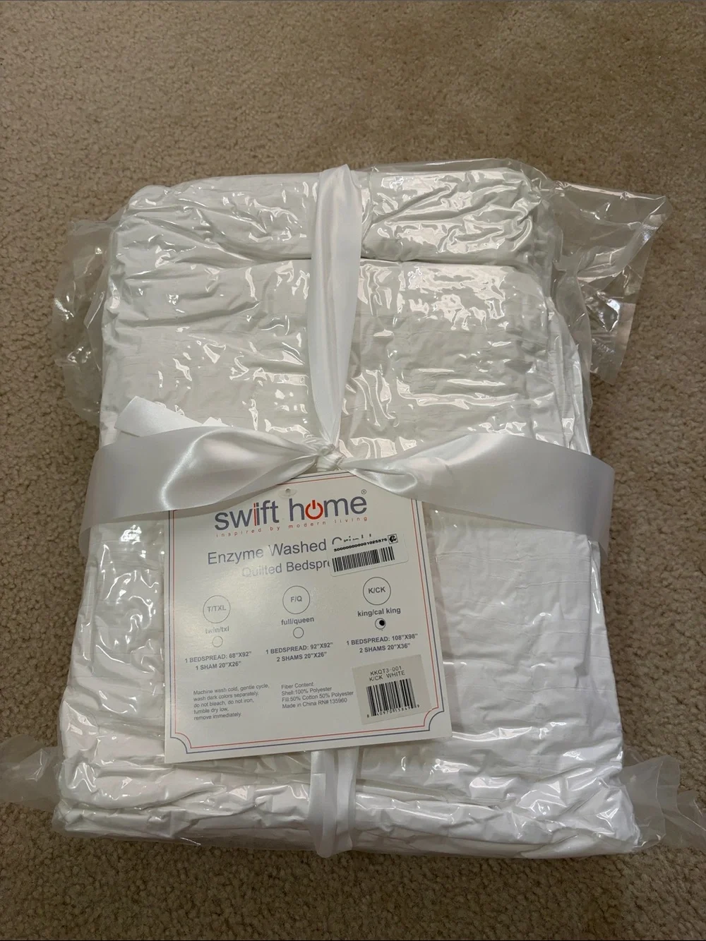 Enzyme Washed Crinkle Quilt Set, King/California King